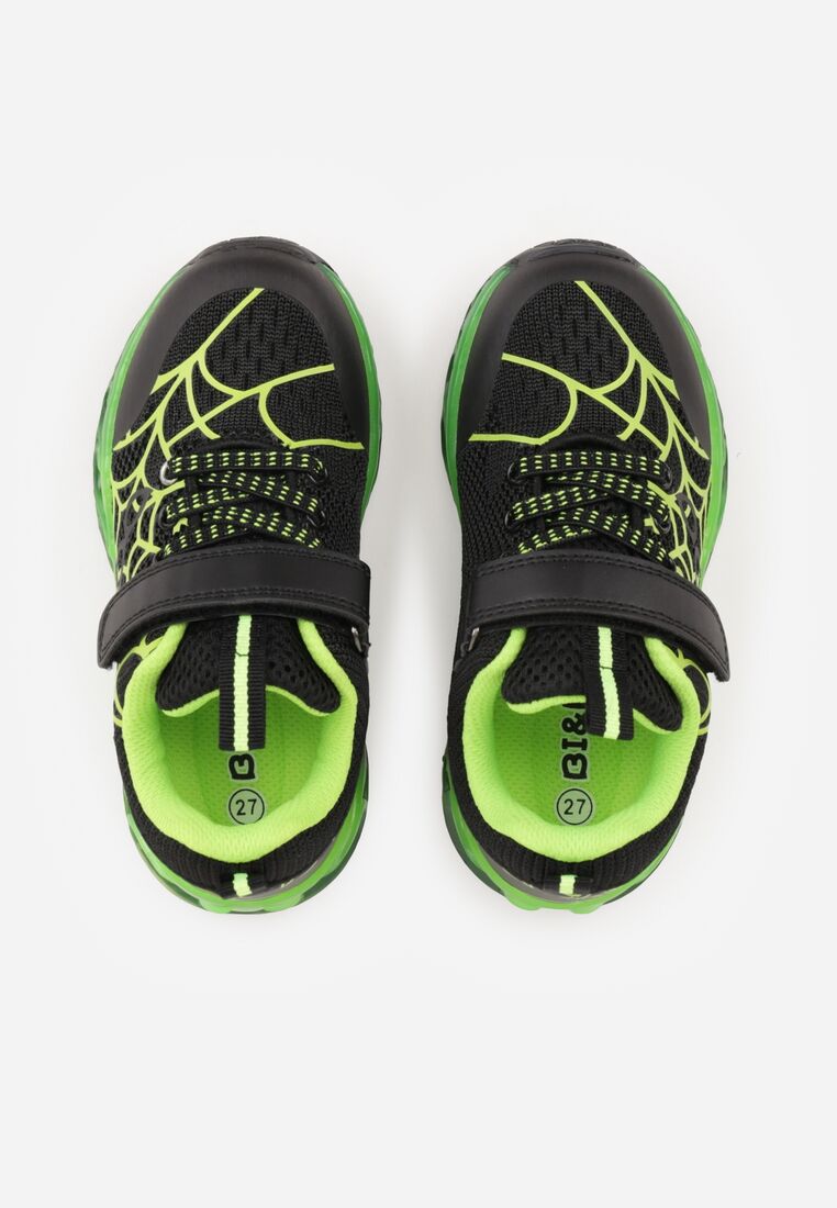 Czarne Buty Sportowe ze Świecącą Podeszwą LED i Motywem Pajęczyny Zidola 3