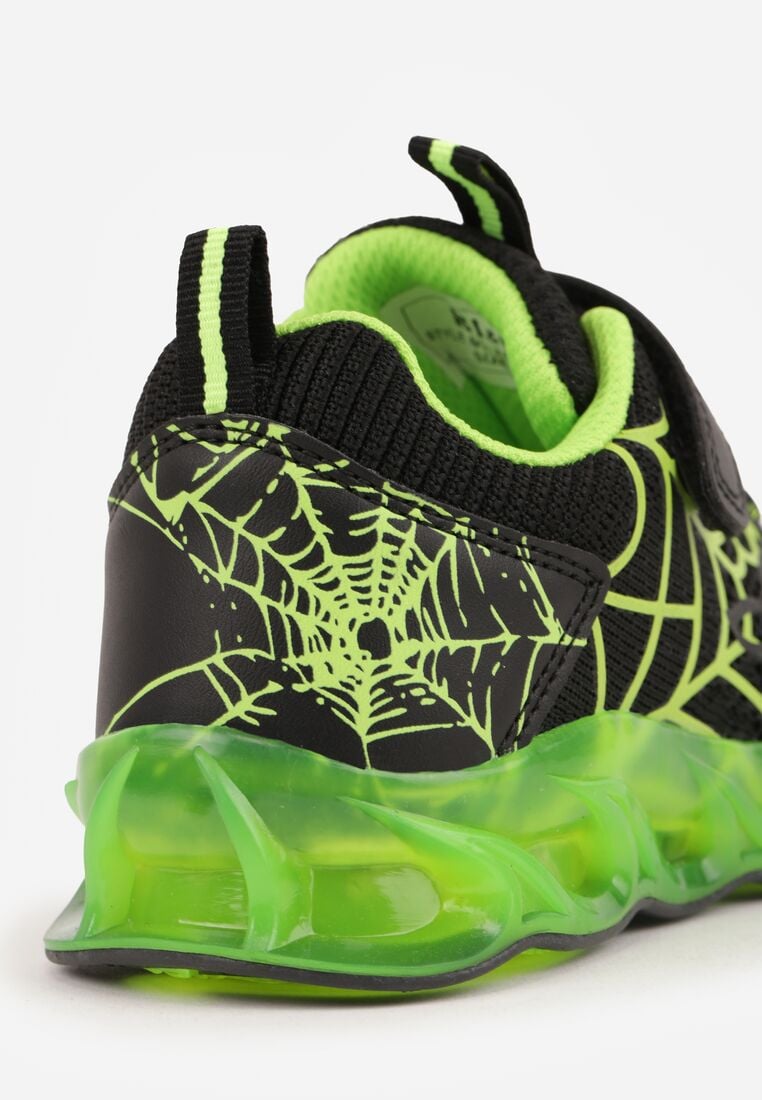 Czarne Buty Sportowe ze Świecącą Podeszwą LED i Motywem Pajęczyny Zidola 6