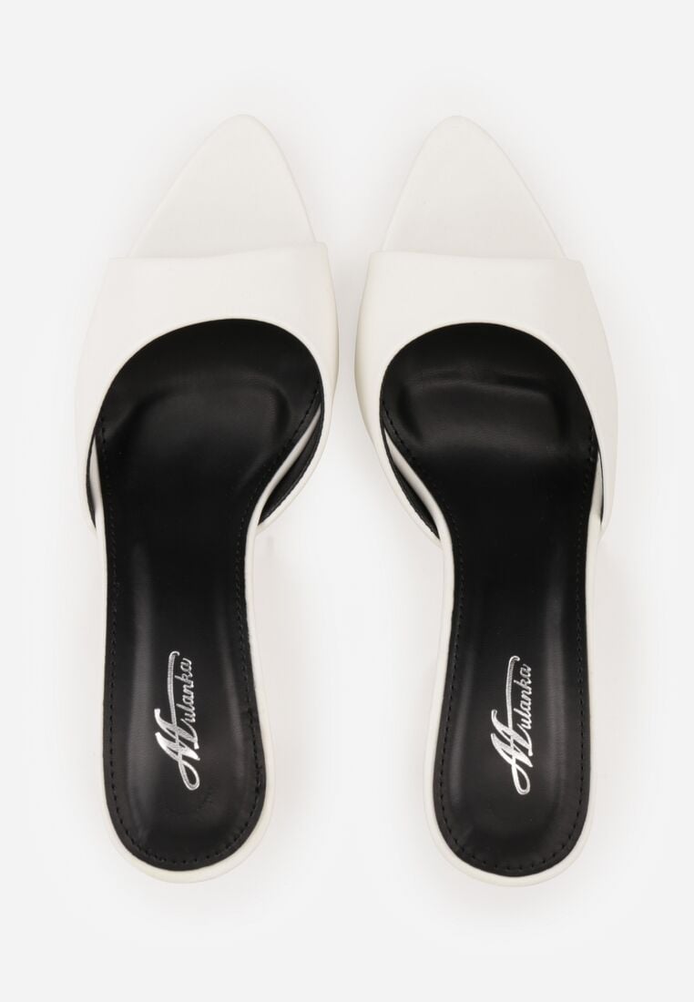 Białe Klapki na Szpilce z Otwartym Noskiem w Szpic Sewnessa 6