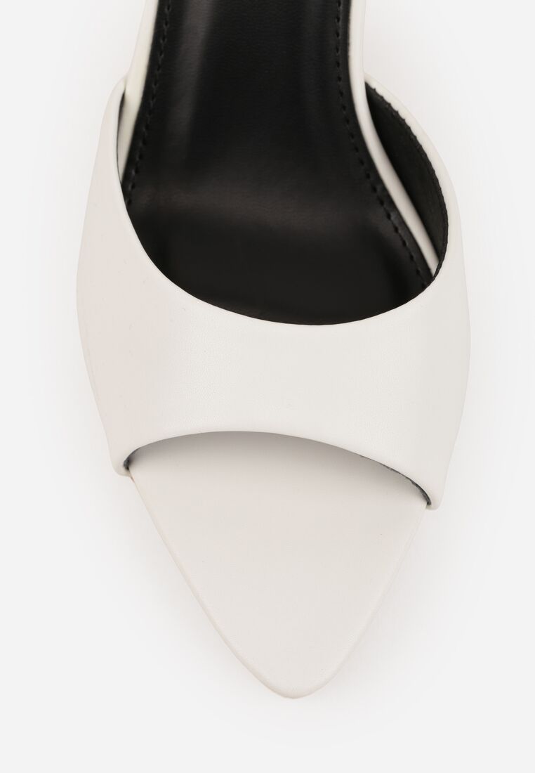 Białe Klapki na Szpilce z Otwartym Noskiem w Szpic Sewnessa 9