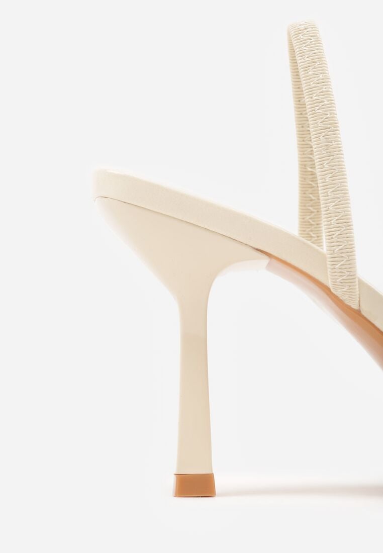 Beżowe Transparentne Szpilki z Odkrytą Piętą i Cyrkoniami na Nosku Ilunatia 8