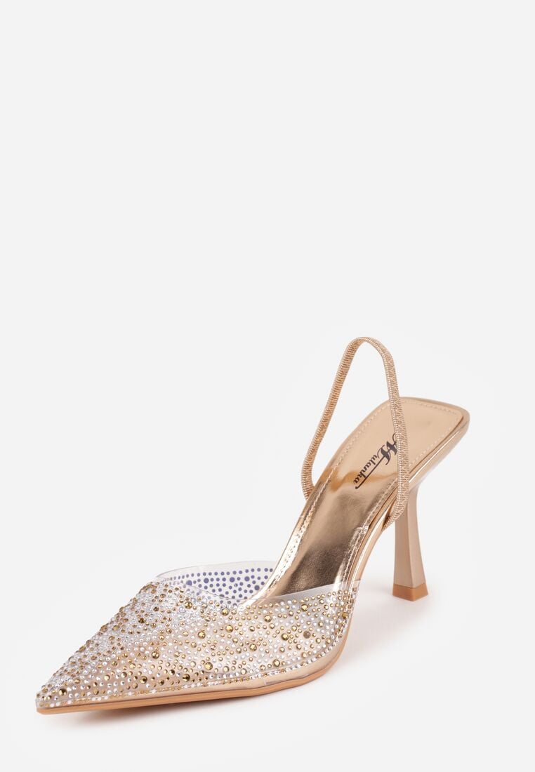 Szampańskie Transparentne Szpilki z Odkrytą Piętą i Cyrkoniami na Nosku Ilunatia 5