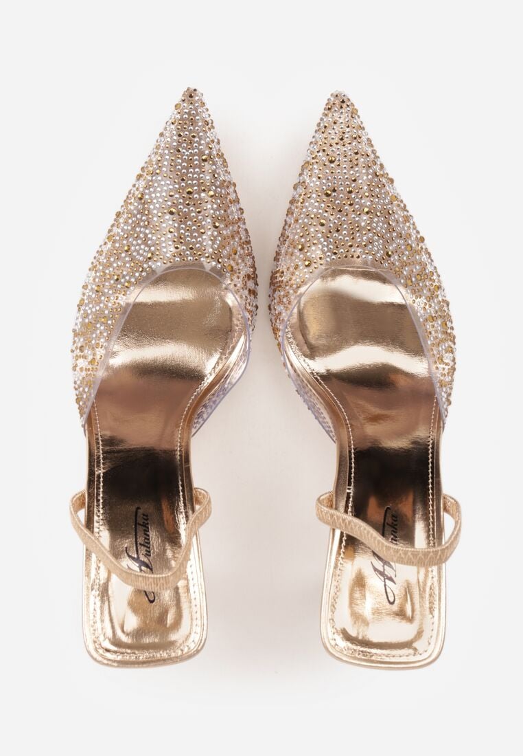 Szampańskie Transparentne Szpilki z Odkrytą Piętą i Cyrkoniami na Nosku Ilunatia 6