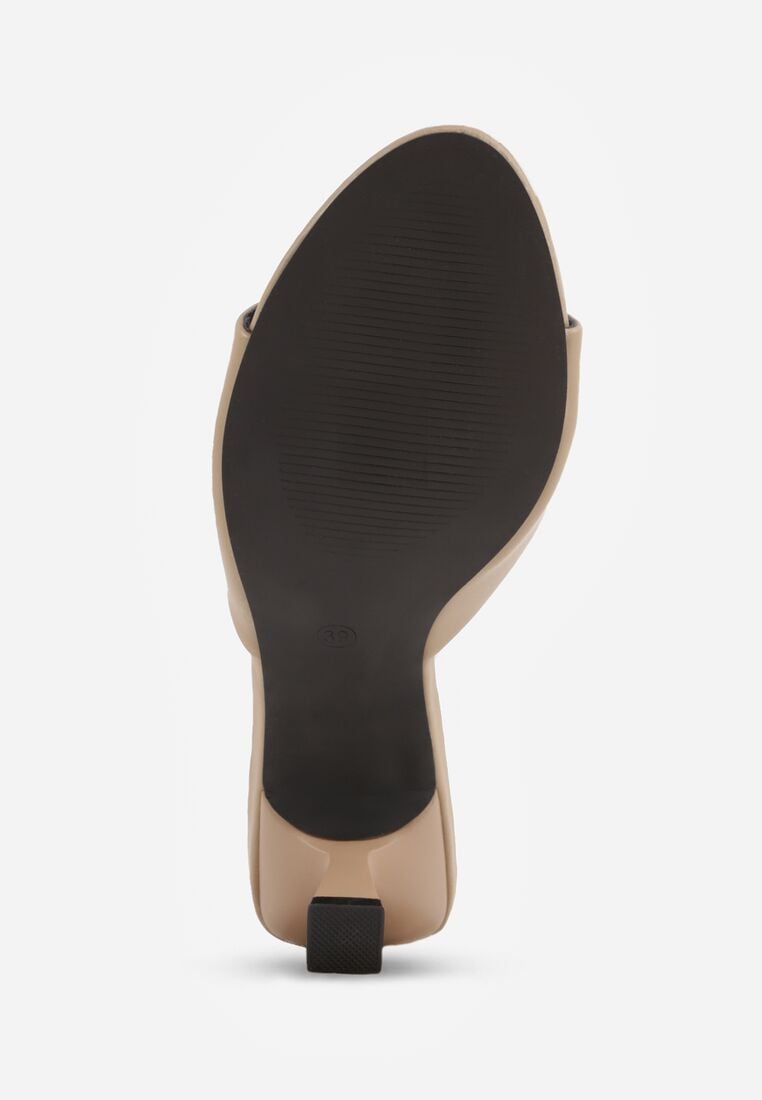 Ciemnobeżowe Klapki na Kaczuszce z Otwartym Noskiem Calenatia 7