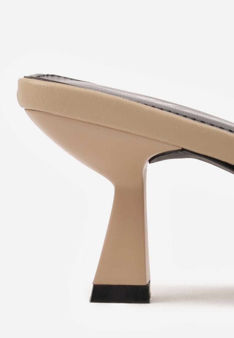 Ciemnobeżowe Klapki na Kaczuszce z Otwartym Noskiem Calenatia 8