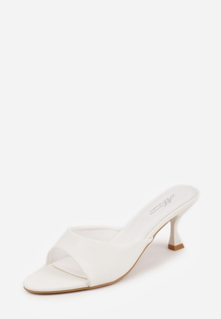 Białe Klapki na Niskiej Szpilce z Odkrytym Noskiem Cametea 5