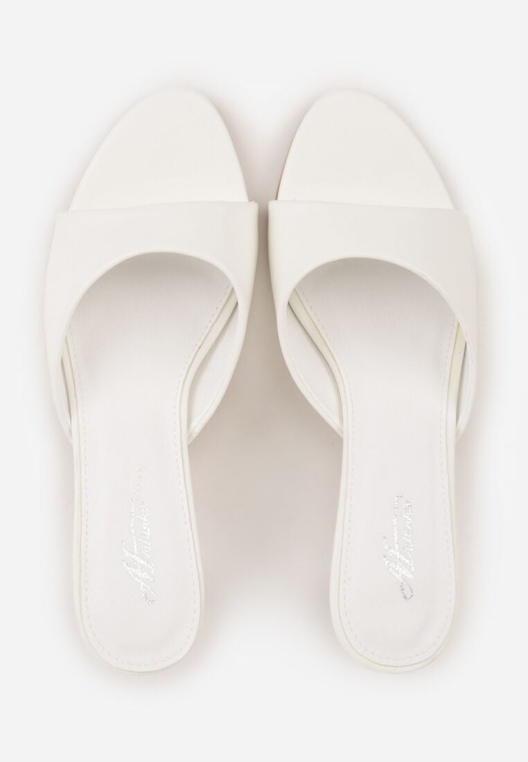 Białe Klapki na Niskiej Szpilce z Odkrytym Noskiem Cametea 6