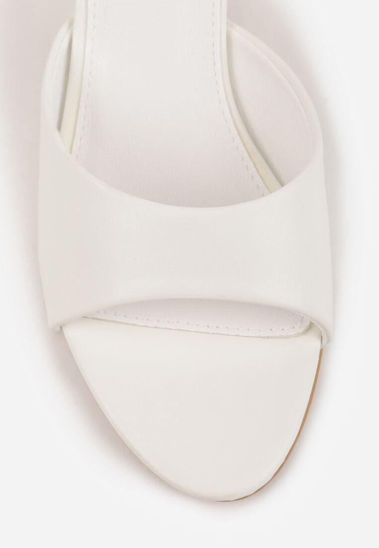 Białe Klapki na Niskiej Szpilce z Odkrytym Noskiem Cametea 9