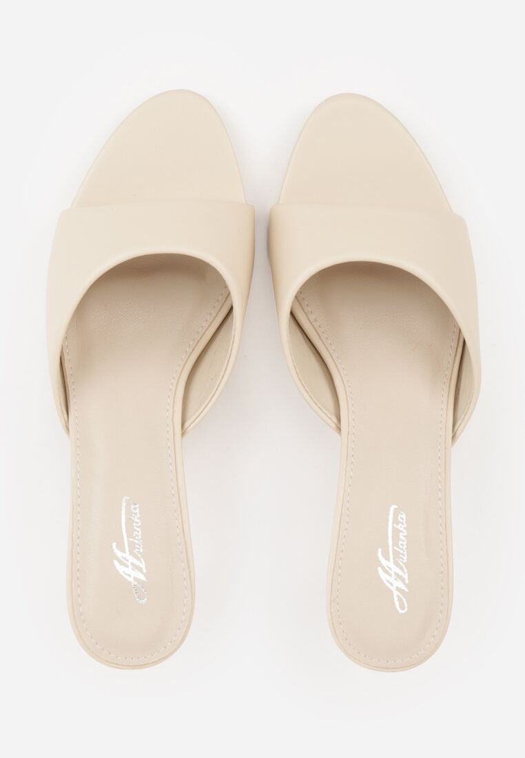 Beżowe Klapki na Niskiej Szpilce z Odkrytym Noskiem Cametea 6
