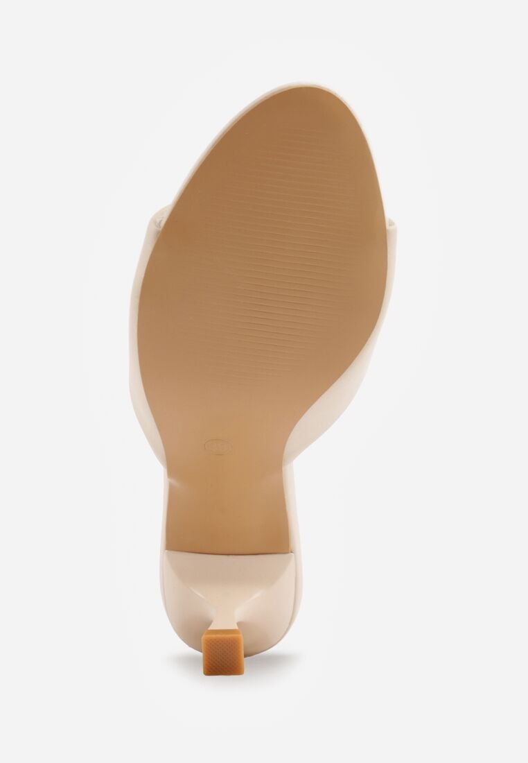 Beżowe Klapki na Niskiej Szpilce z Odkrytym Noskiem Cametea 7