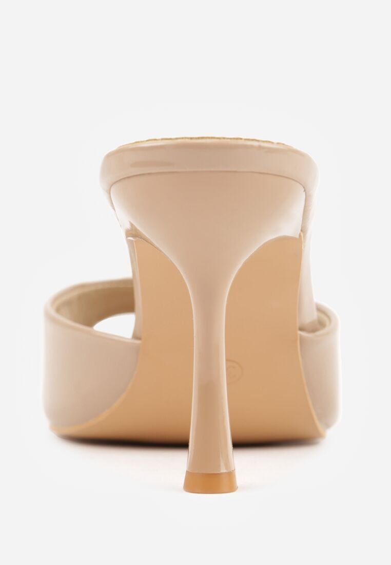 Ciemnobeżowe Klapki na Szpilce z Odkrytym Noskiem w Szpic Astranate 8