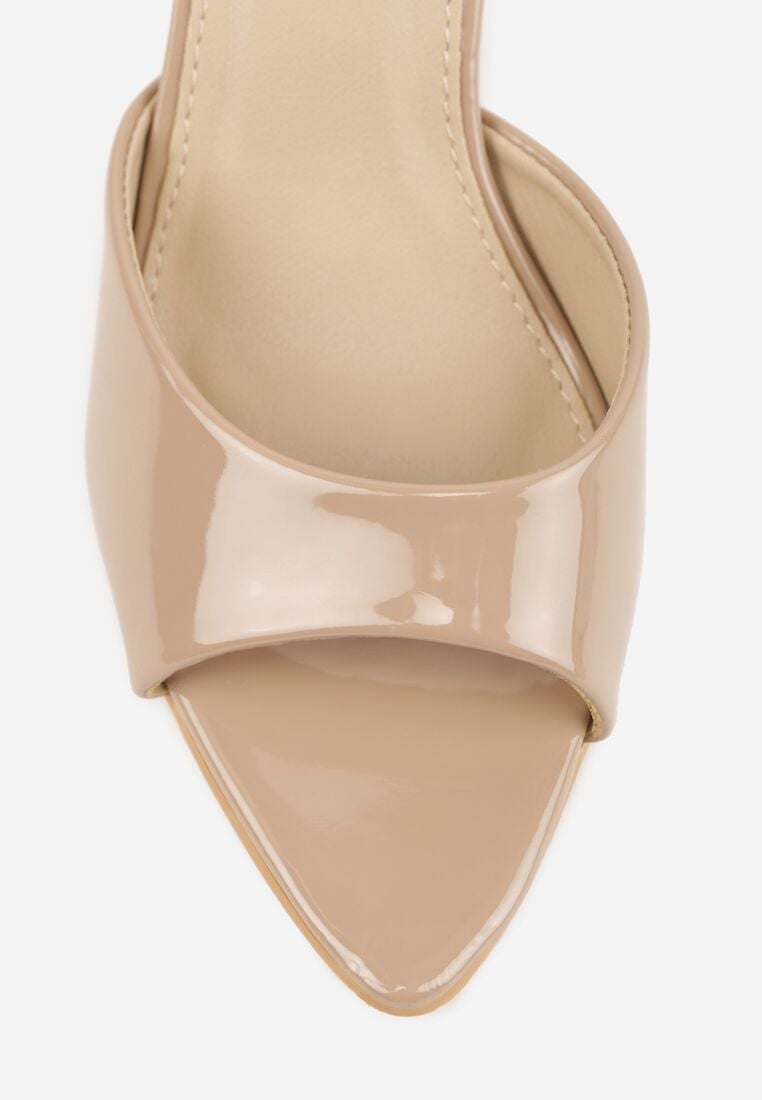 Ciemnobeżowe Klapki na Szpilce z Odkrytym Noskiem w Szpic Astranate 9