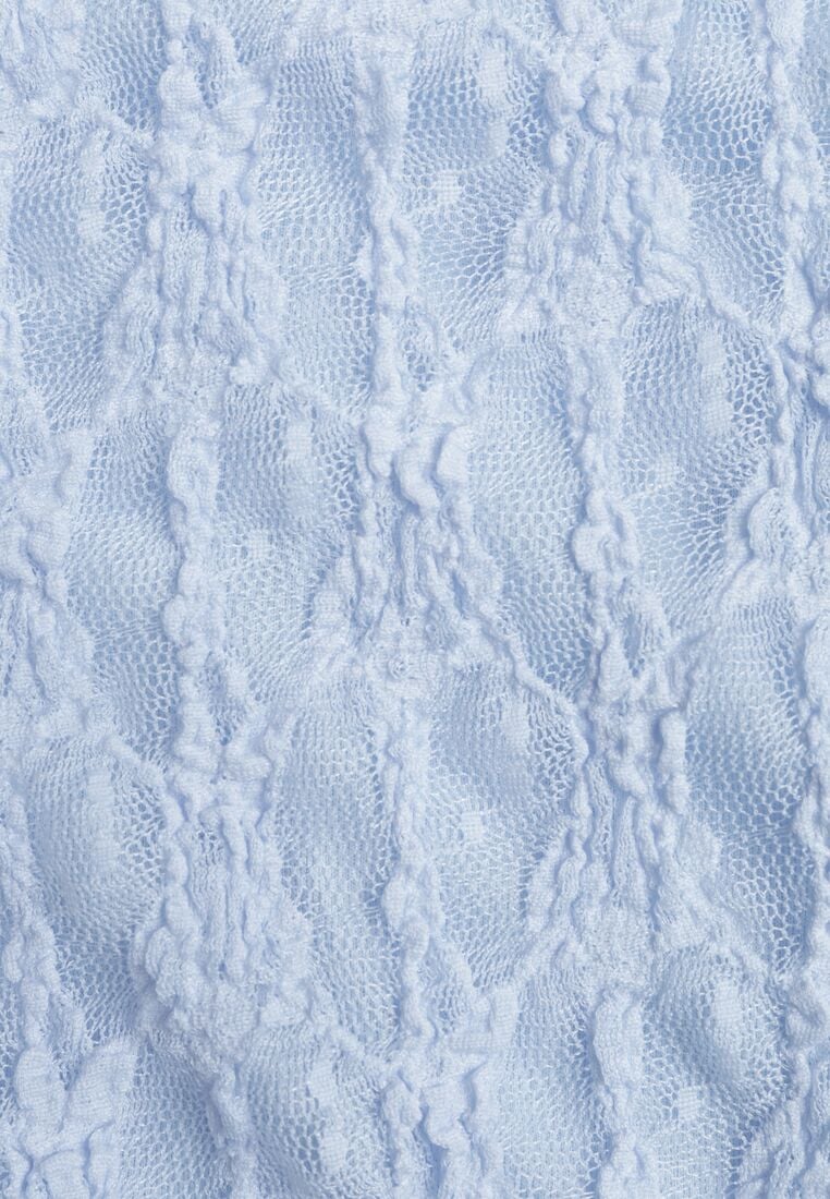 Niebieska Sukienka Koronkowa z Rozkloszowanymi Rękawami Cinatea 8