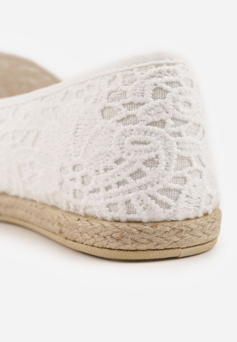 Białe Koronkowe Espadryle z Plecionką na Nosku Zynava 9