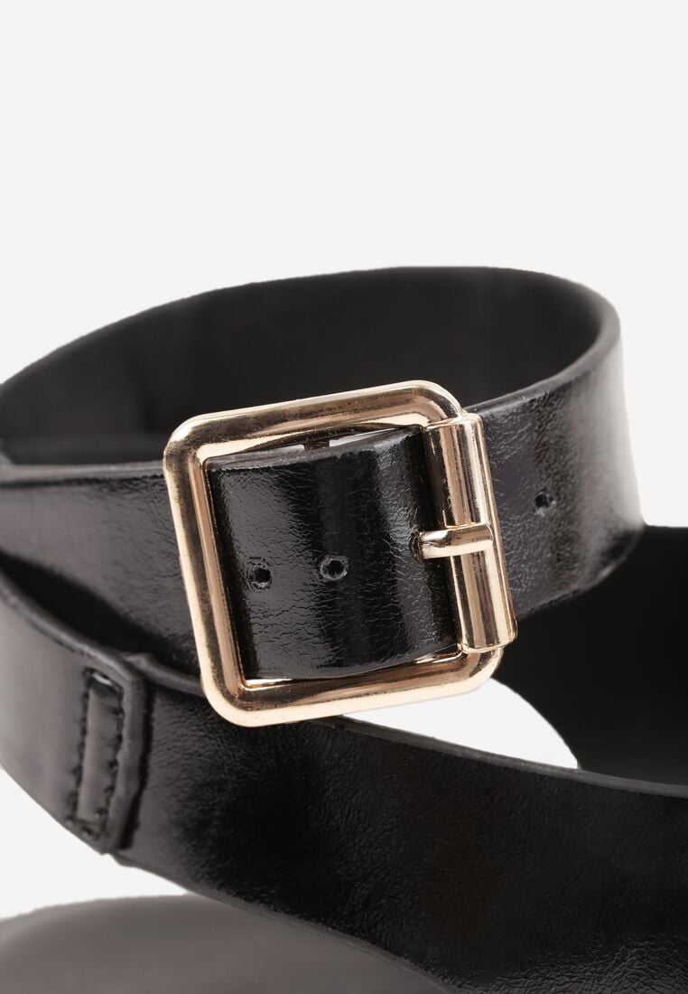 Czarne Sandały Typu Japonki z Metaliczną Ozdobą Meledra 9