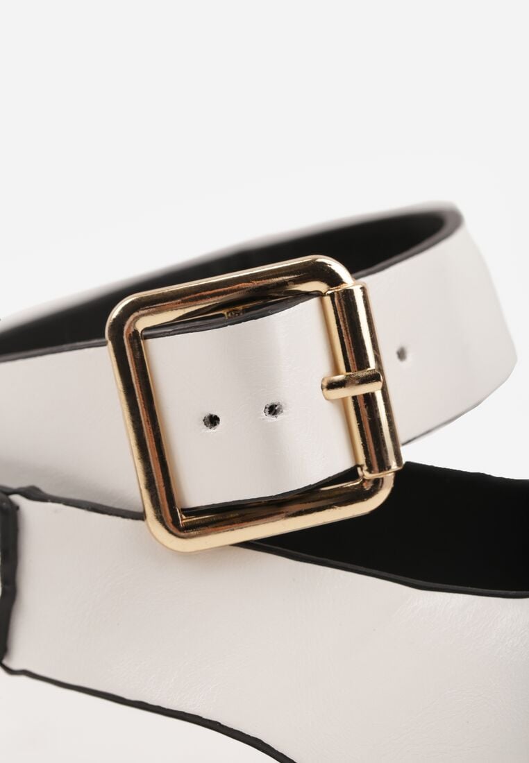 Białe Sandały Typu Japonki z Metaliczną Ozdobą Meledra 9