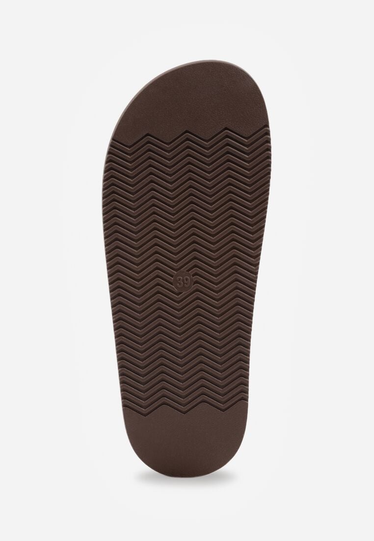 Brązowe Klapki Typu Japonki z Metaliczną Ozdobą Samrina 7
