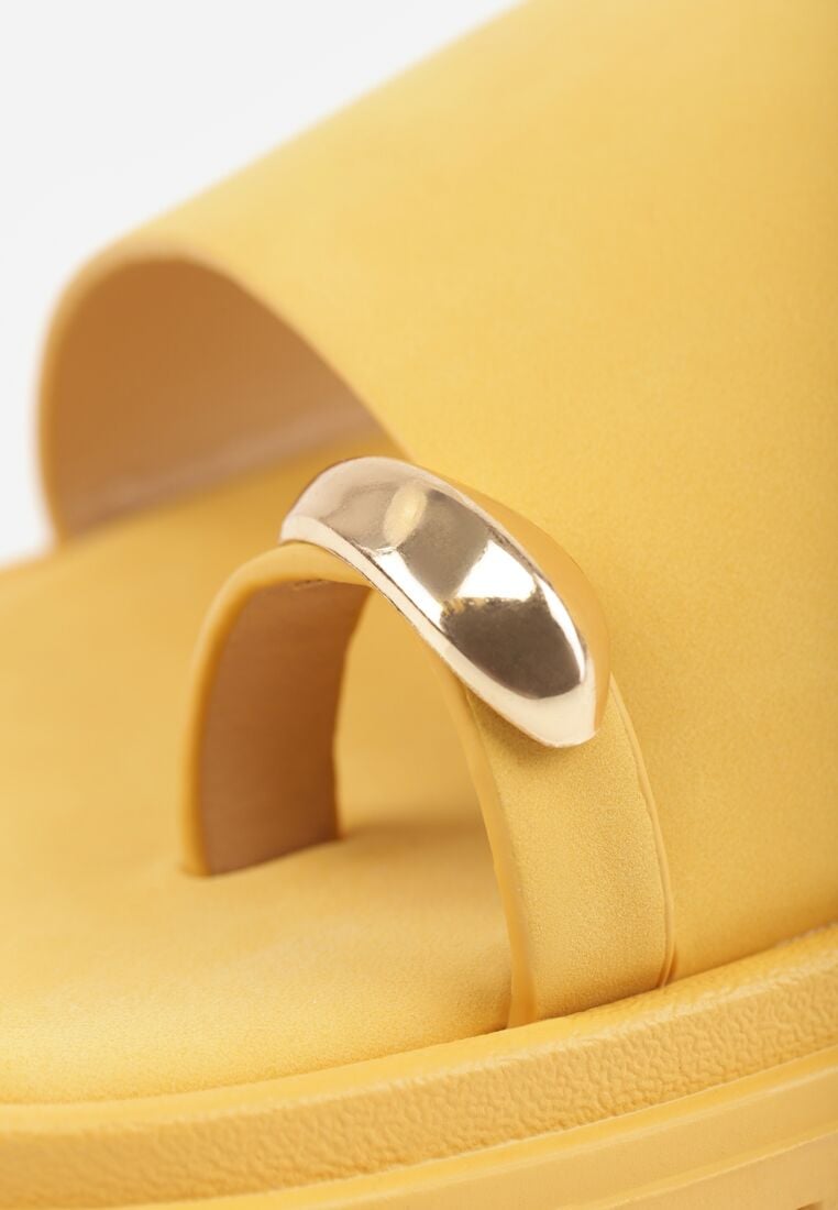 Żółte Klapki Typu Japonki z Metaliczną Ozdobą Samrina 9