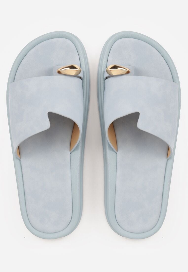 Niebieskie Klapki Typu Japonki z Metaliczną Ozdobą Samrina 6