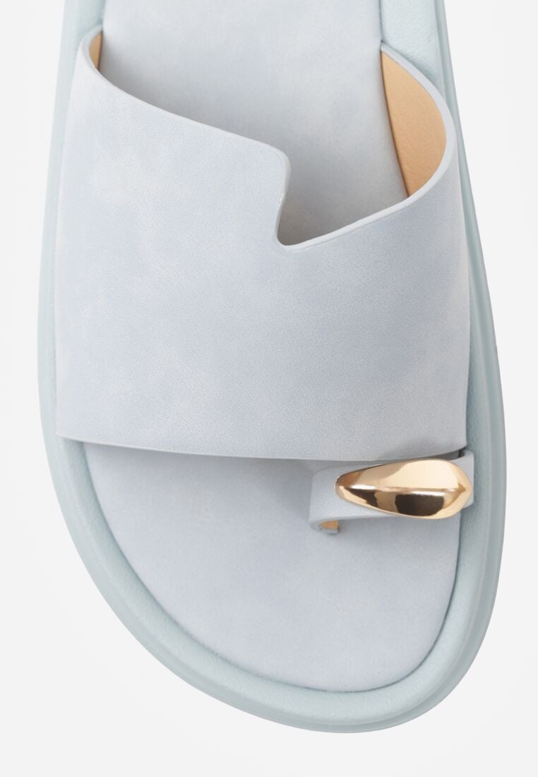 Niebieskie Klapki Typu Japonki z Metaliczną Ozdobą Samrina 8