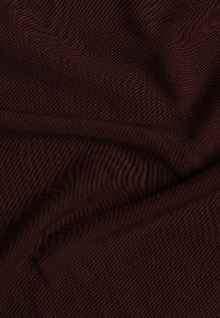 Ciemnobrązowa Bluzka Siateczkowa z Wiskozą z Długim Rękawem i Dekoltem w Serce Elanne 8