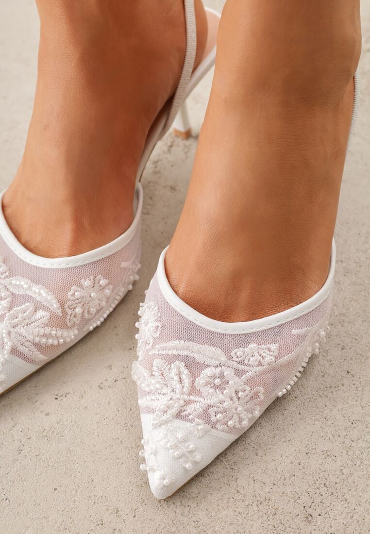 Pantofi cu toc Albi 3