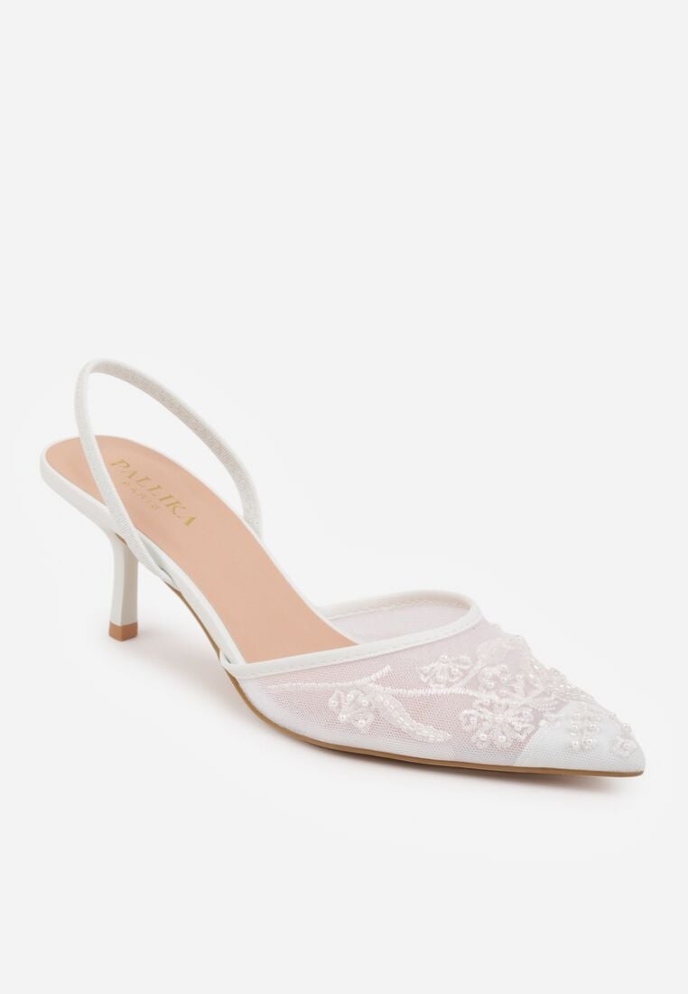 Pantofi cu toc Albi 5