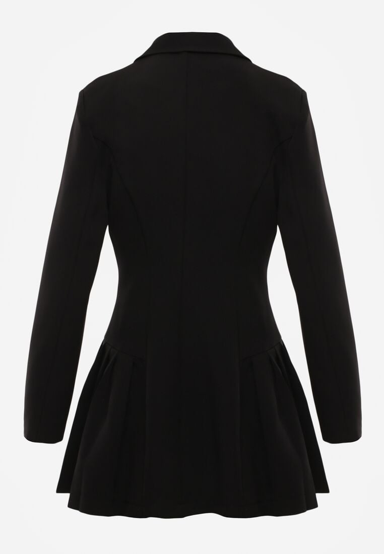 Czarna Sukienka o Kroju Marynarki VICES z Poduszkami w Ramionach Serlina 7