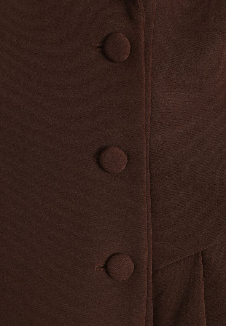 Brązowa Sukienka o Kroju Marynarki VICES z Poduszkami w Ramionach Serlina 8