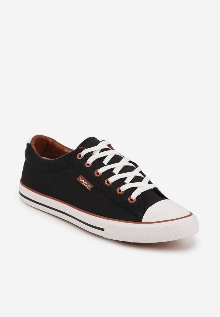 Czarne Klasyczne Trampki z Kauczukowym Noskiem Olithethis 2