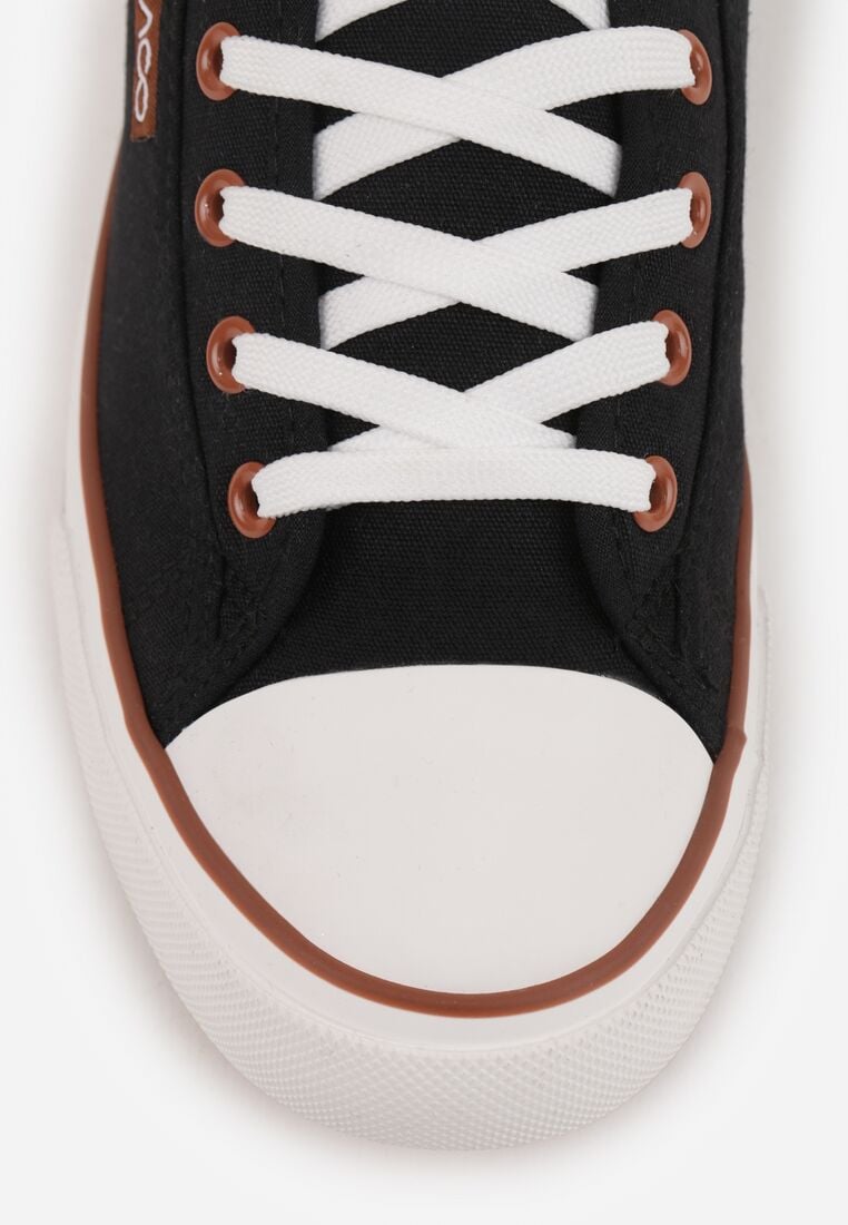 Czarne Klasyczne Trampki z Kauczukowym Noskiem Olithethis 5