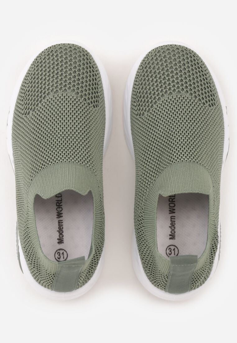 Zielone Wsuwane Buty Sportowe Sneakersy z Siateczkową Cholewką Oaradah 3