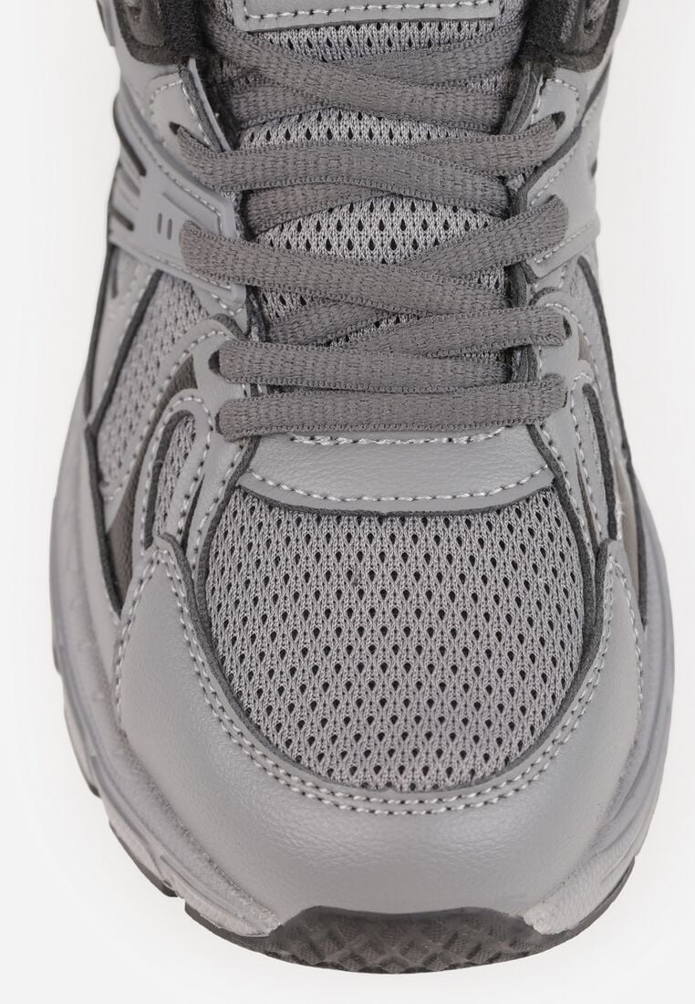 Szaro-Czarne Buty Sportowe Sneakersy ze Wstawkami z Siateczki Thessa 5