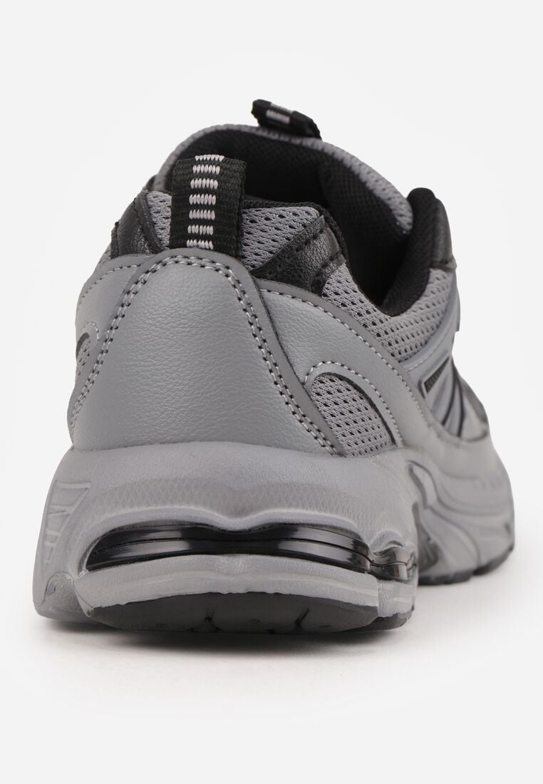 Szaro-Czarne Buty Sportowe Sneakersy ze Wstawkami z Siateczki Thessa 6