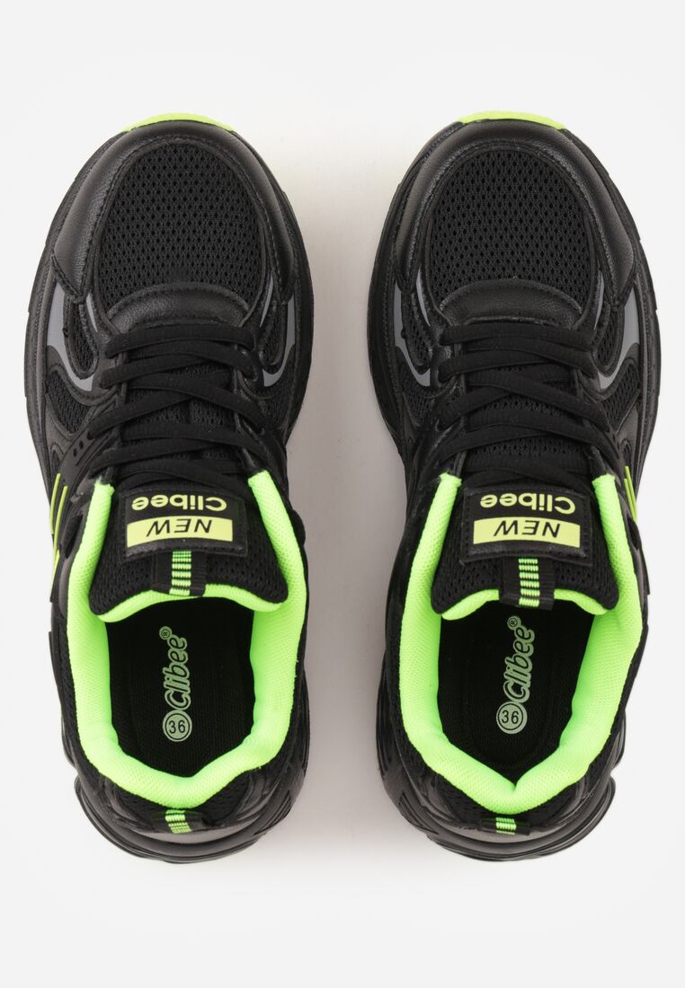 Czarno-Zielone Buty Sportowe Sneakersy ze Wstawkami z Siateczki Thessa 3