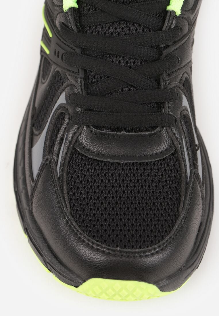 Czarno-Zielone Buty Sportowe Sneakersy ze Wstawkami z Siateczki Thessa 5