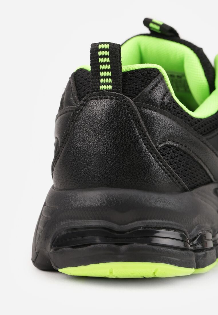 Czarno-Zielone Buty Sportowe Sneakersy ze Wstawkami z Siateczki Thessa 6