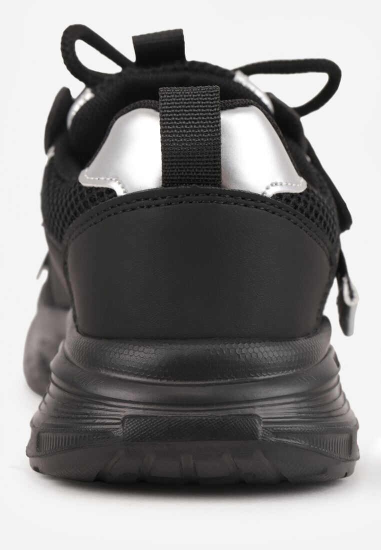 Czarne Buty Sportowe Sneakersy z Ozdobnymi Taśmami na Rzep i Podeszwą Chunky Sirila 6