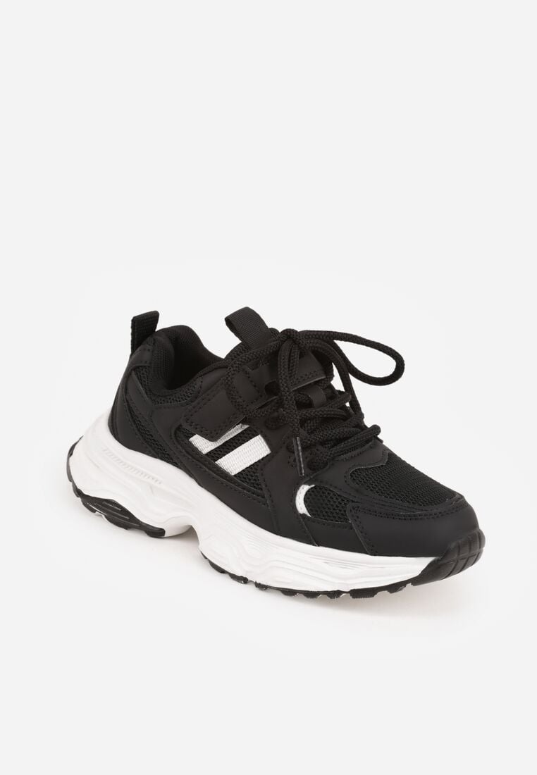 Czarno-Białe Buty Sportowe Sneakersy z Rzepem na Podeszwie Chunky Callamare 2