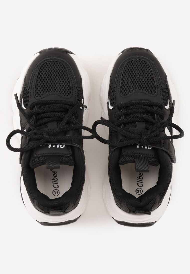 Czarno-Białe Buty Sportowe Sneakersy z Rzepem na Podeszwie Chunky Callamare 3