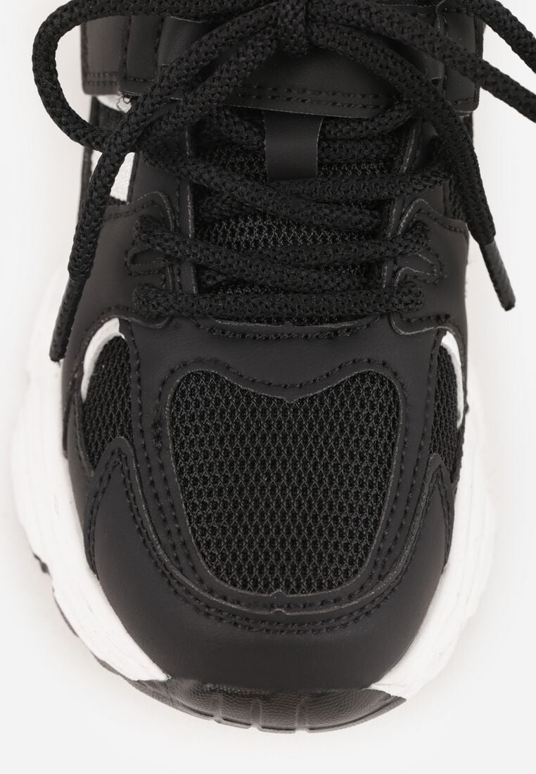 Czarno-Białe Buty Sportowe Sneakersy z Rzepem na Podeszwie Chunky Callamare 5