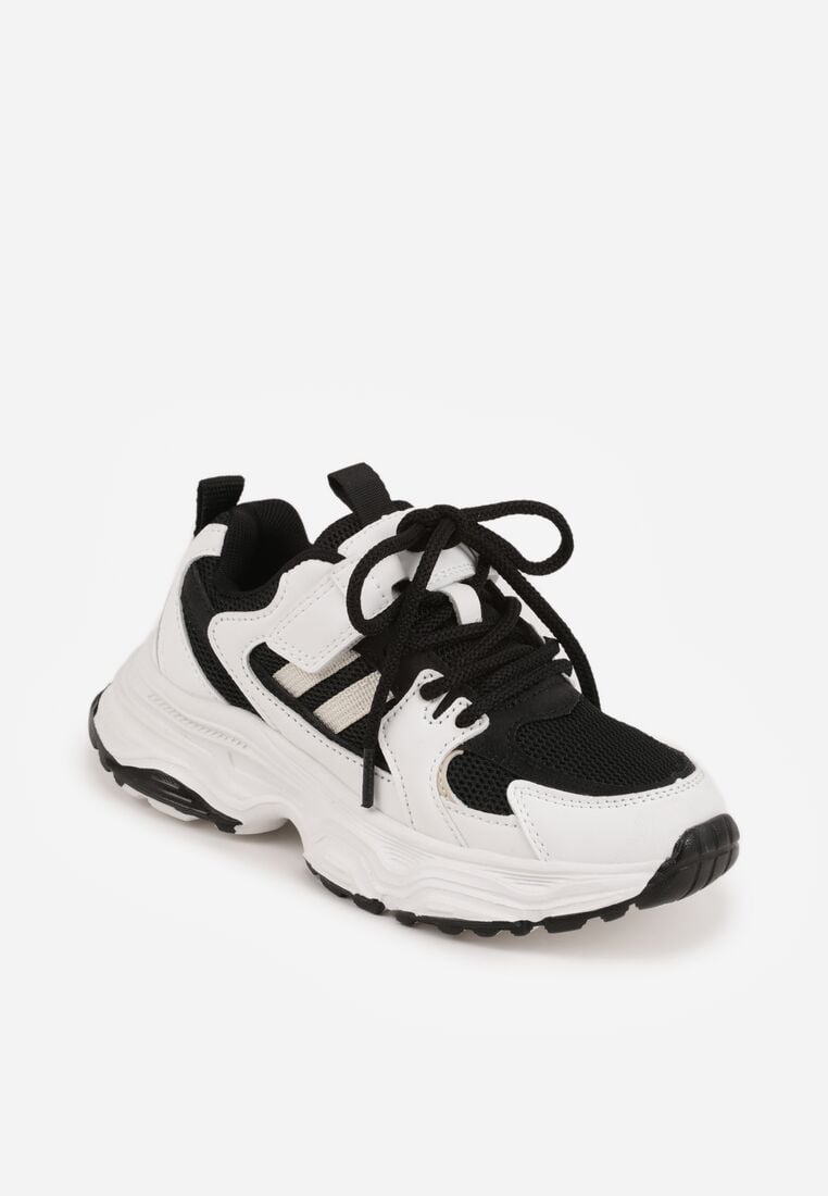 Biało-Czarne Buty Sportowe Sneakersy z Rzepem na Podeszwie Chunky Callamare 2