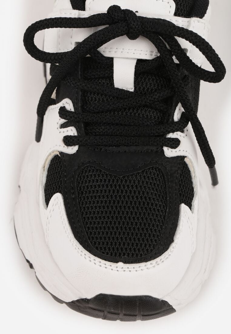 Biało-Czarne Buty Sportowe Sneakersy z Rzepem na Podeszwie Chunky Callamare 5