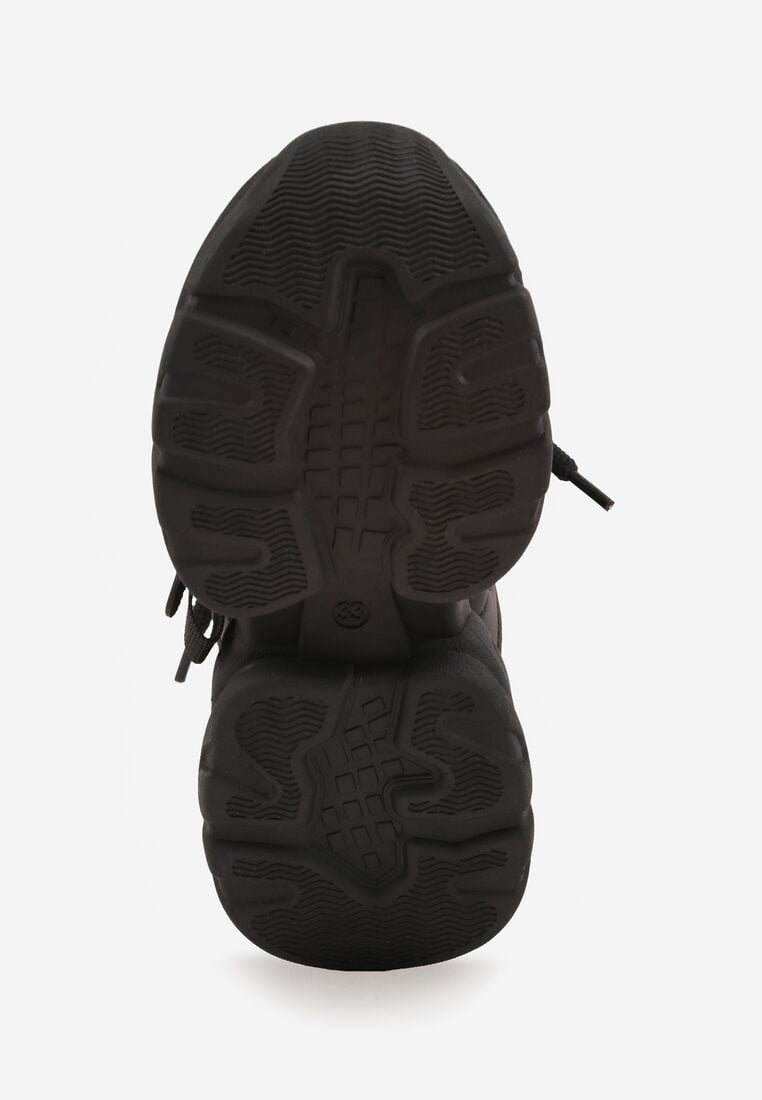 Czarne Sznurowane Buty Sportowe na Masywnej Podeszwie Delagana 4