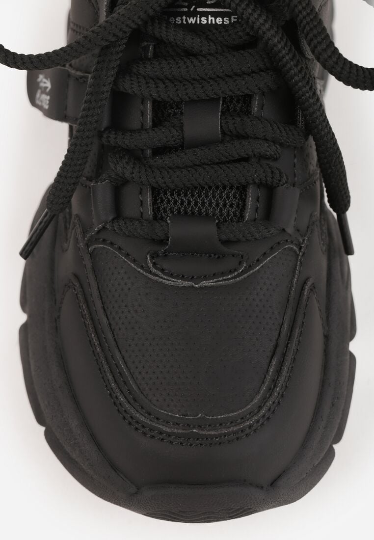 Czarne Sznurowane Buty Sportowe na Masywnej Podeszwie Delagana 5