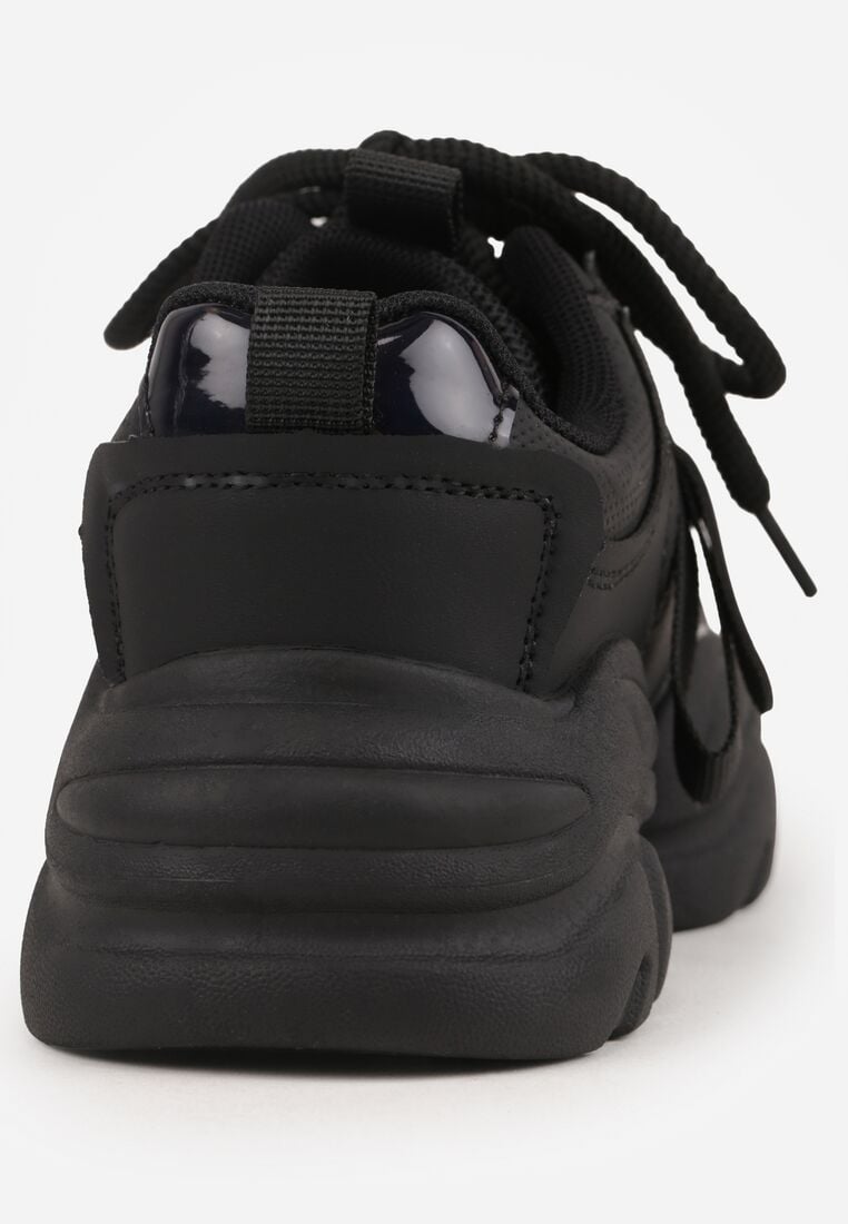 Czarne Sznurowane Buty Sportowe na Masywnej Podeszwie Delagana 6