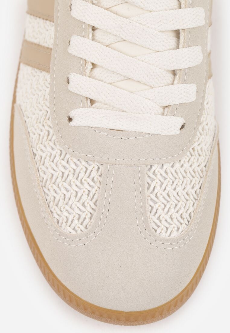 Ciemnobeżowe Sneakersy Kultowe Tenisówki z Plecioną Strukturą Loraebelle 8