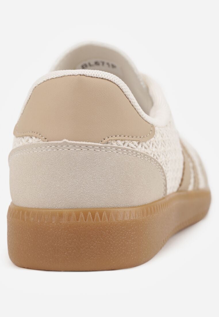 Ciemnobeżowe Sneakersy Kultowe Tenisówki z Plecioną Strukturą Loraebelle 9