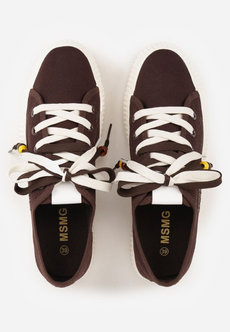 Brązowe Trampki Pod Kostkę na Grubej Podeszwie z Podwójnym Sznurowaniem Callixera 6