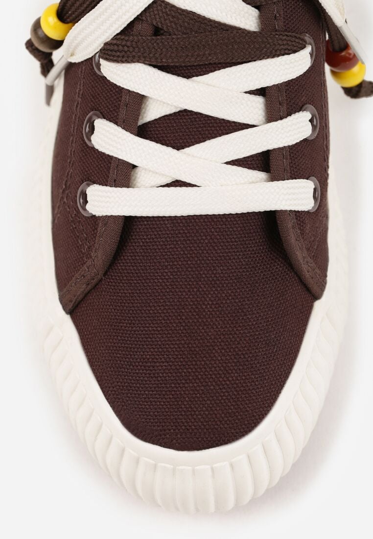 Brązowe Trampki Pod Kostkę na Grubej Podeszwie z Podwójnym Sznurowaniem Callixera 8